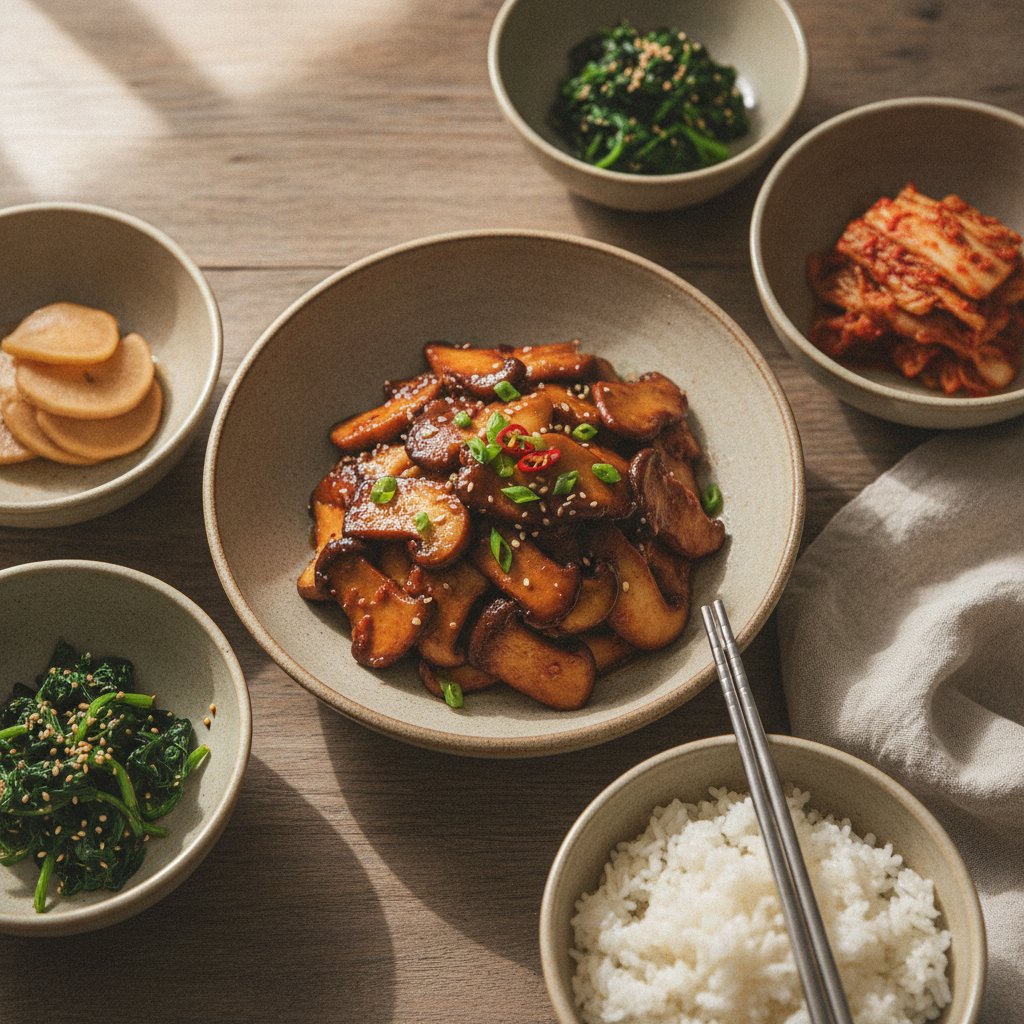 Braised King Oyster Mushrooms (Saesongi Beoseot Jorim)