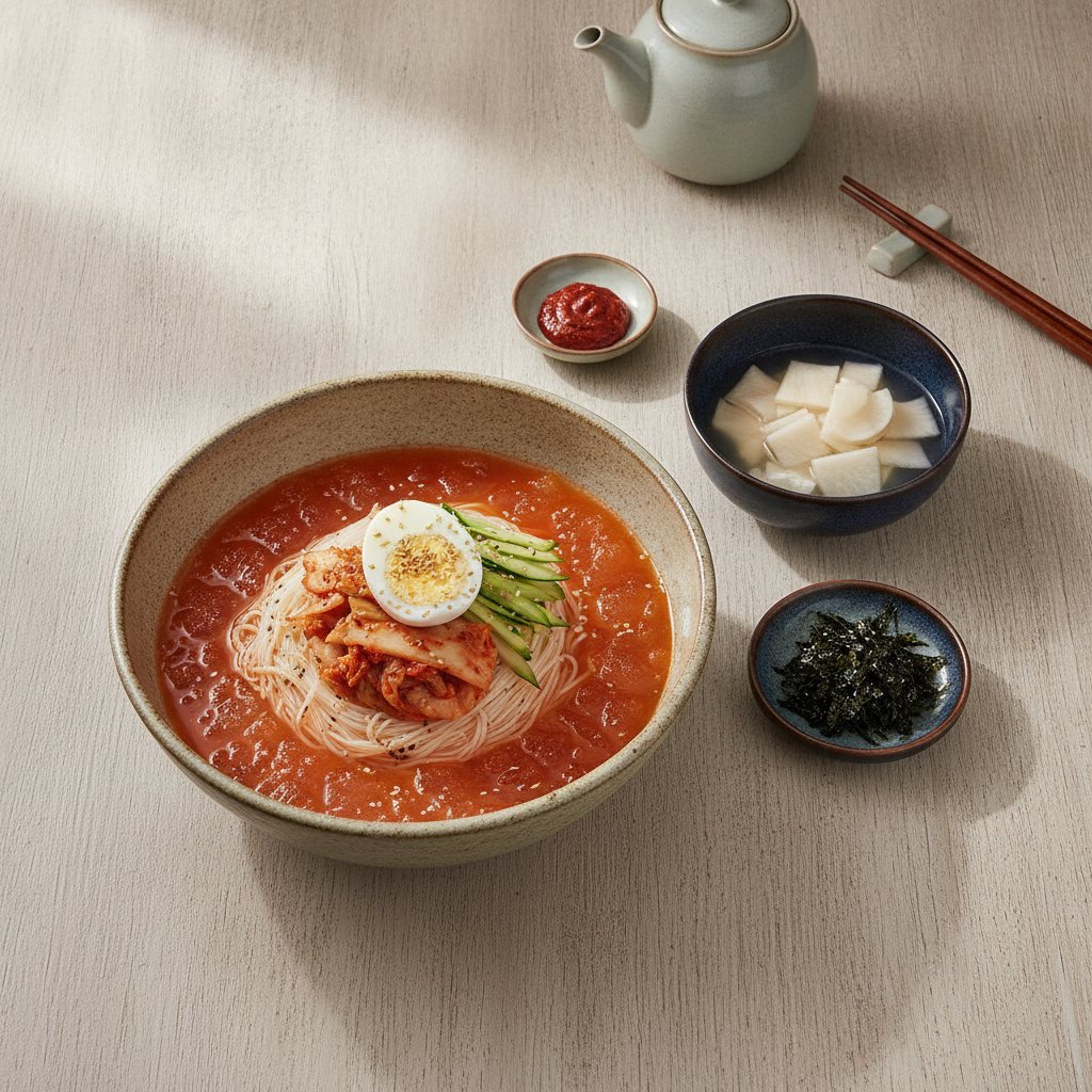 Cold Kimchi Noodle Soup (Kimchi Mali Guksu)