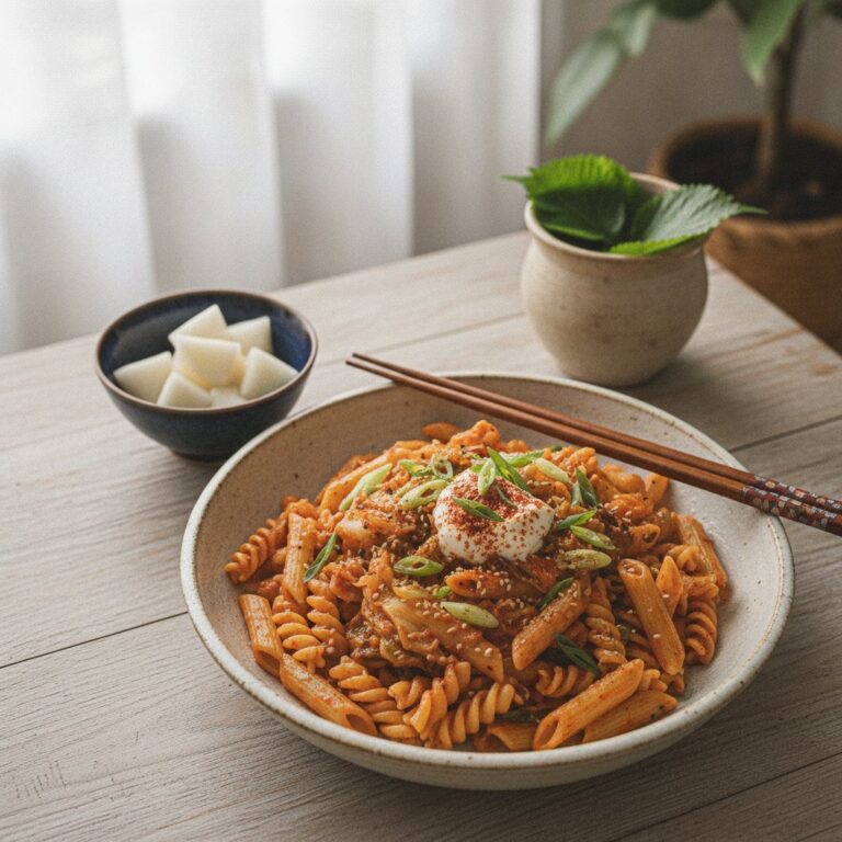 Creamy Kimchi Pasta (Kimchi Keurim Pasta)