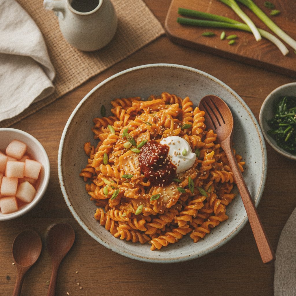 Creamy Kimchi Pasta (Kimchi Keurim Pasta)