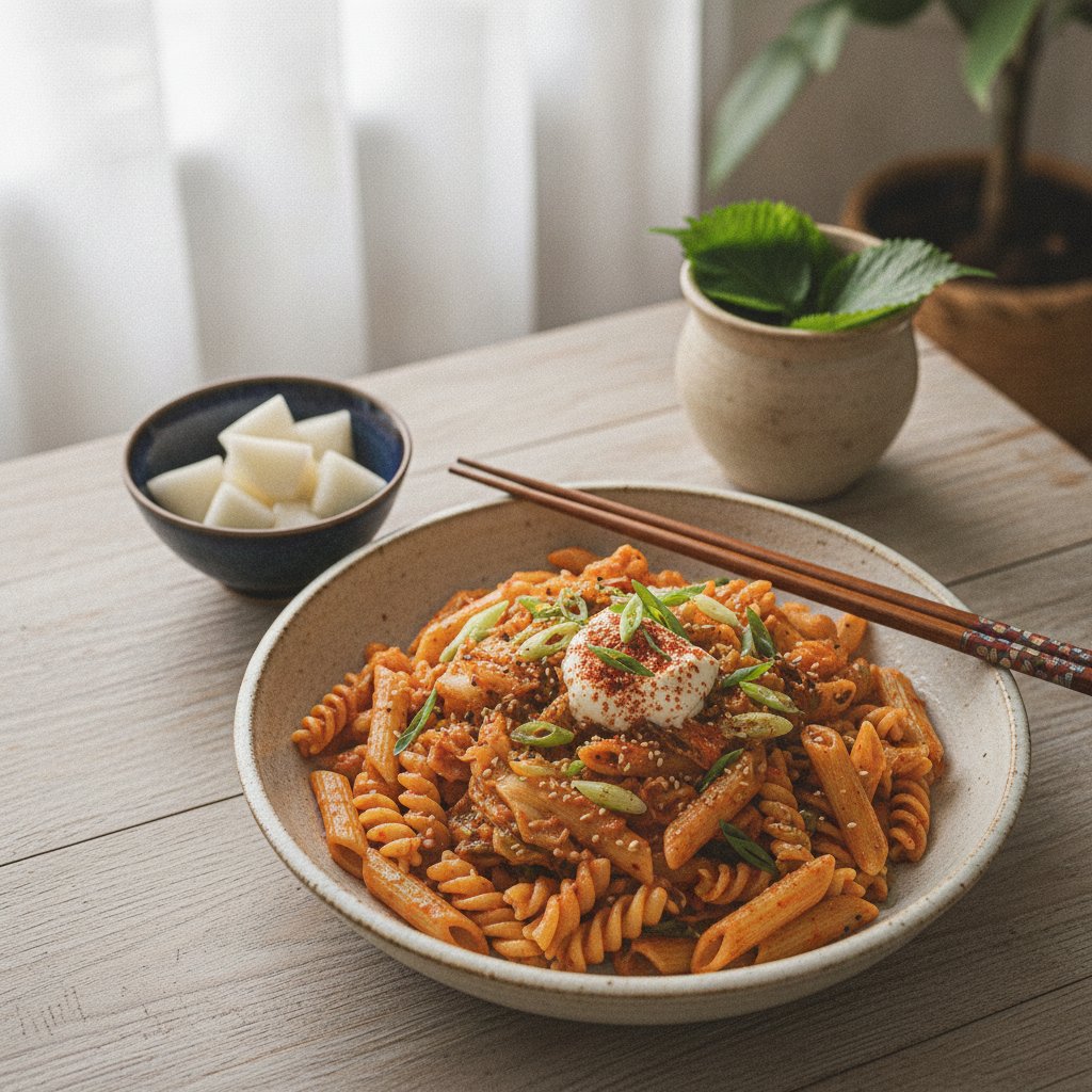 Creamy Kimchi Pasta (Kimchi Keurim Pasta)