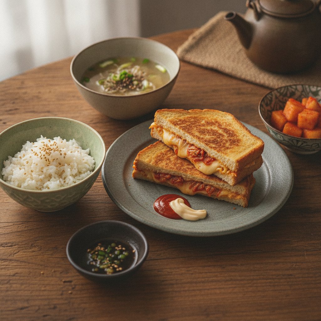 Crispy Kimchi Grilled Cheese (Kimchi Chijeu Tosteu)