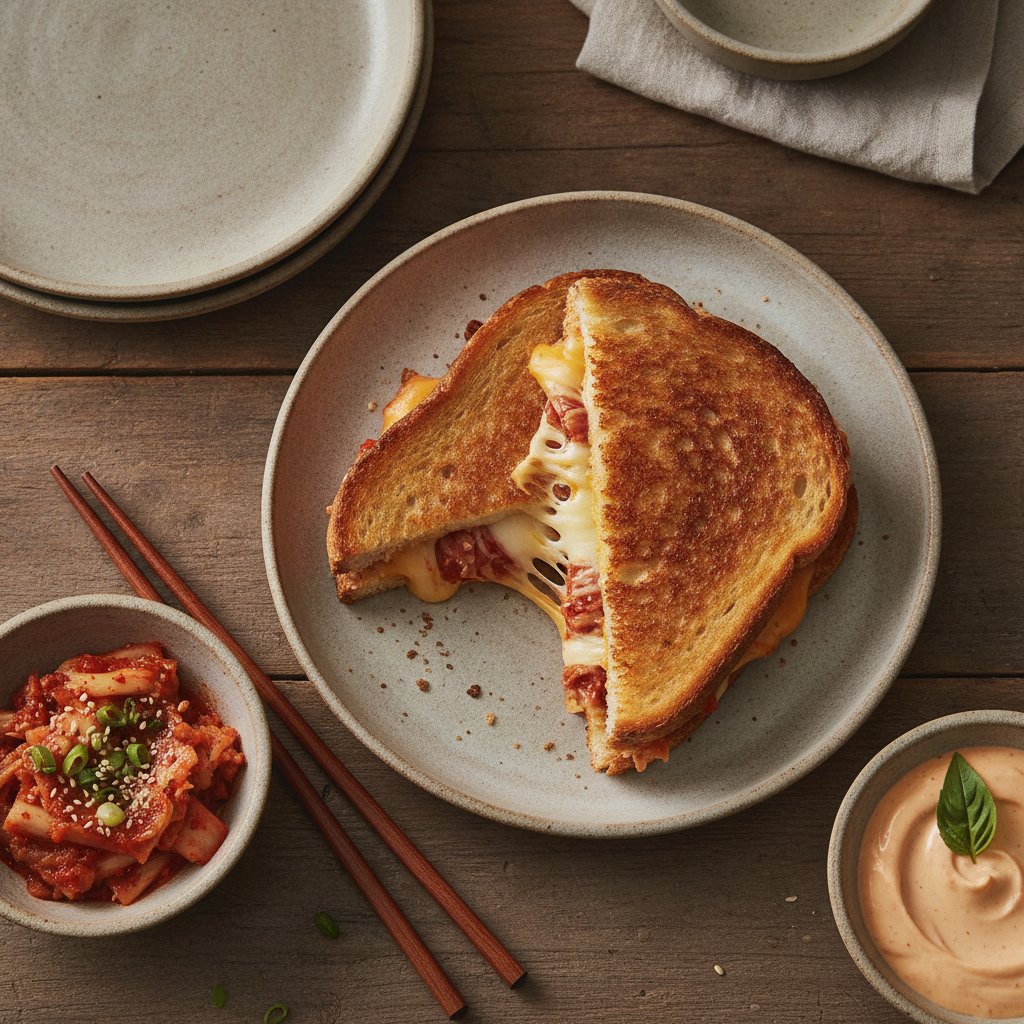 Crispy Kimchi Grilled Cheese (Kimchi Chijeu Tosteu)