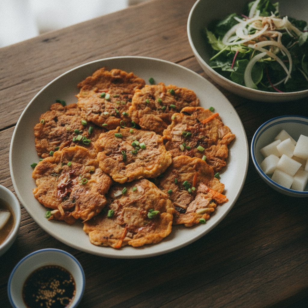 Crispy Tuna Kimchi Pancakes (Chamchi Kimchi Jeon)