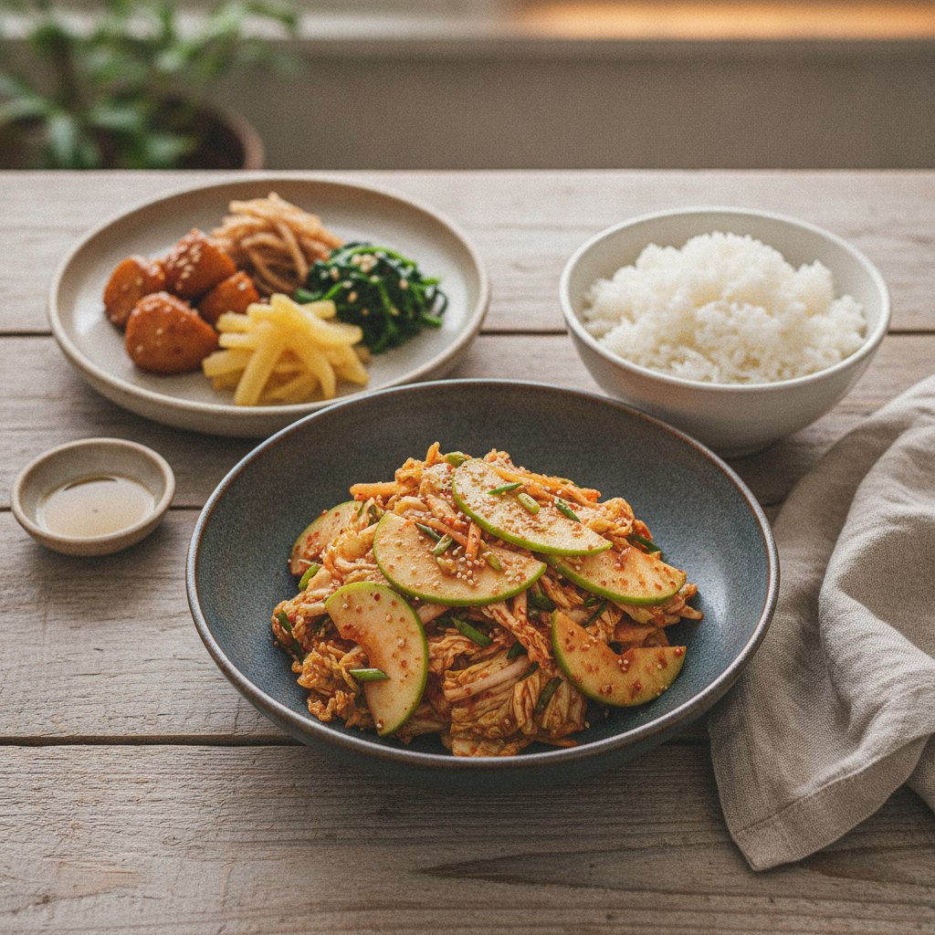 Fresh Apple Kimchi Recipe (Sagwa Baechu Geotjeori)