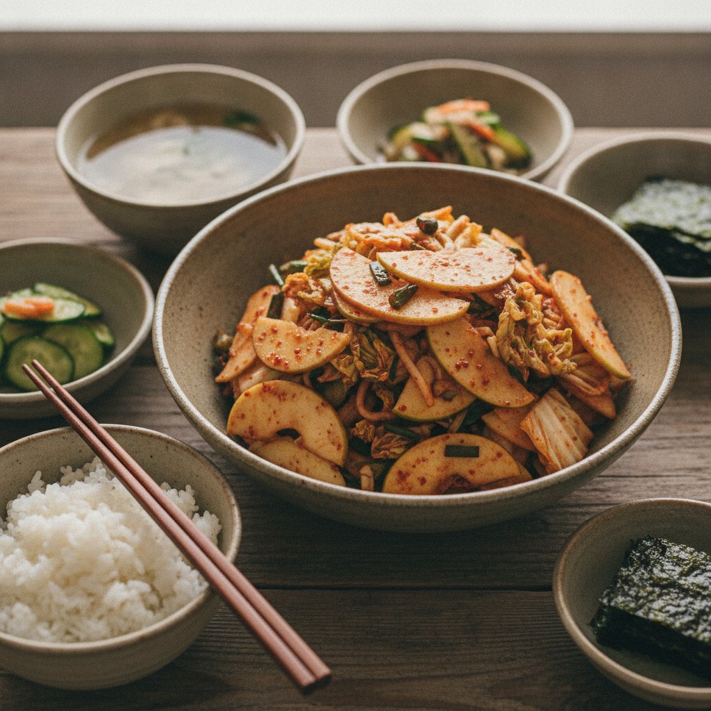 Fresh Apple Kimchi Recipe (Sagwa Baechu Geotjeori)
