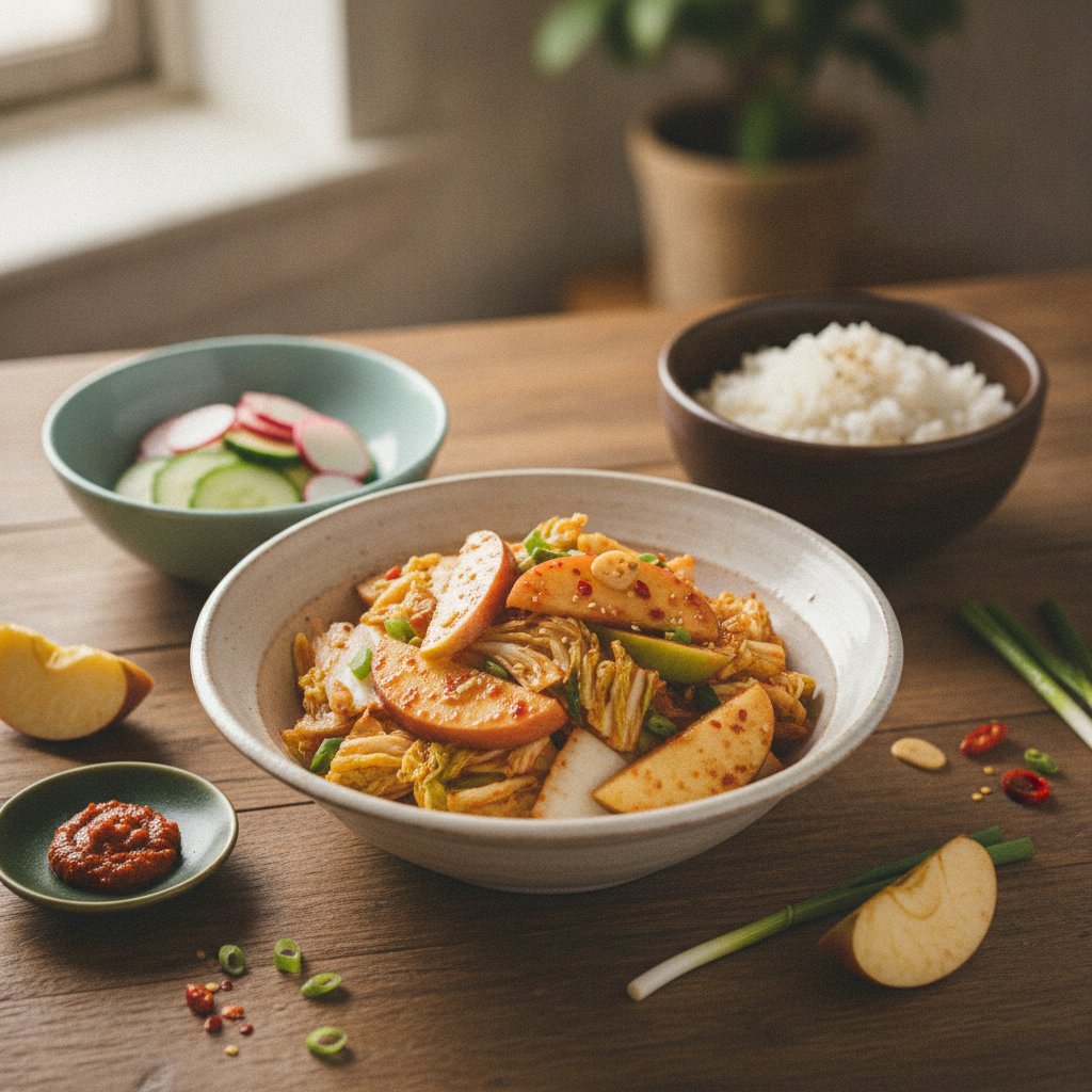 Fresh Apple Kimchi Recipe (Sagwa Baechu Geotjeori)