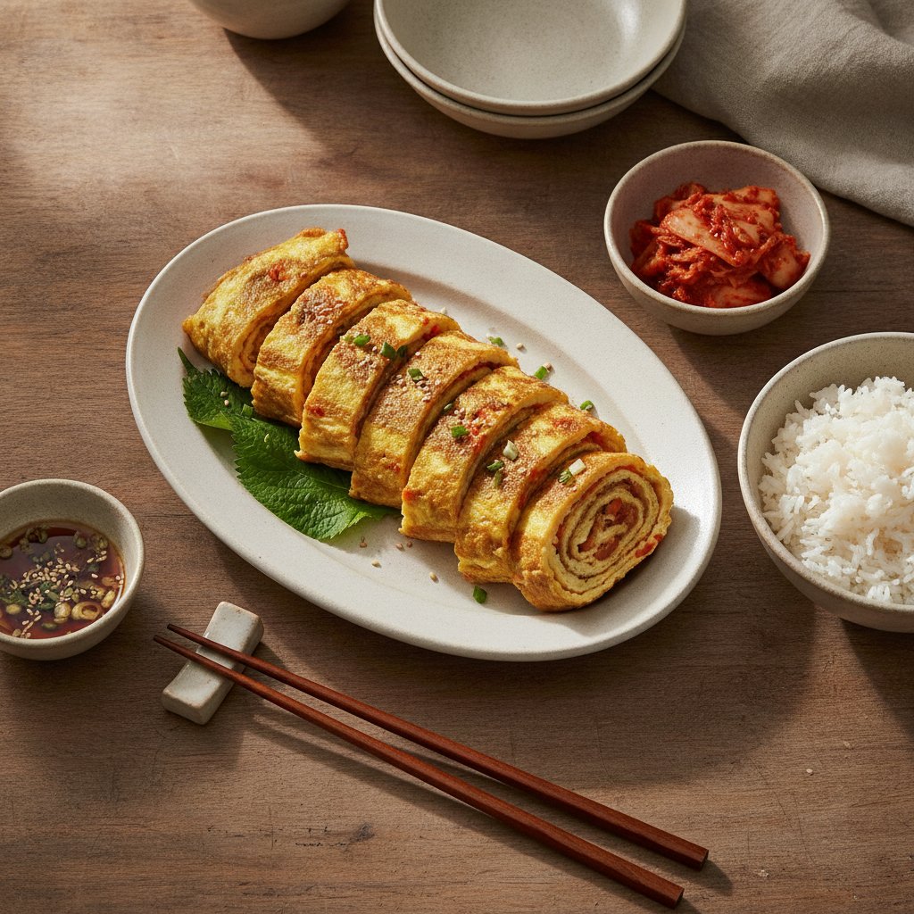 Kimchi Gyeran Mari: Easy Korean Rolled Omelet
