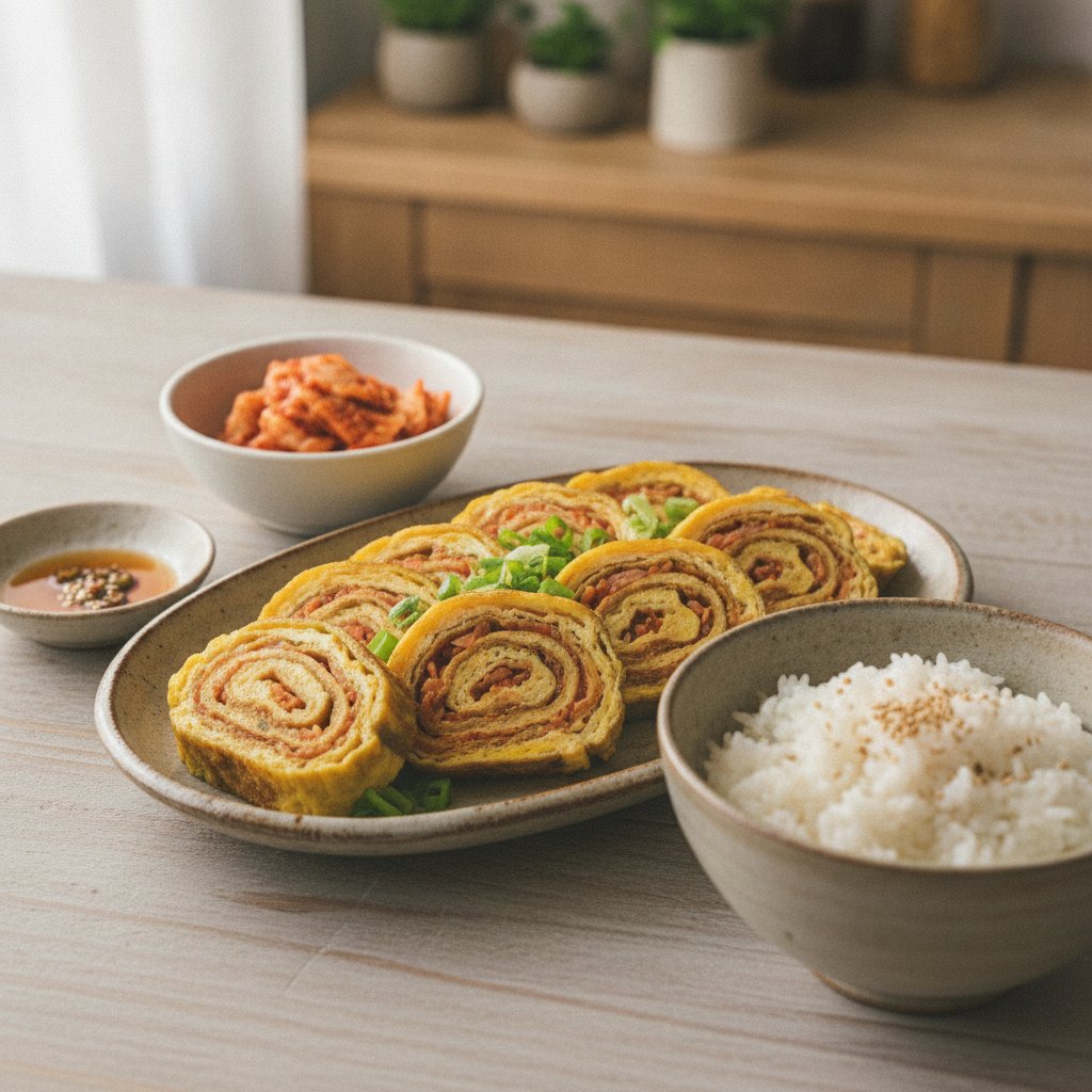 Kimchi Gyeran Mari: Easy Korean Rolled Omelet