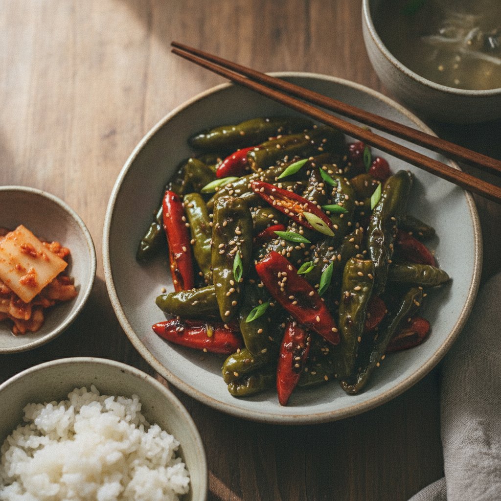 Korean Braised Chili Peppers (Gochu Jorim)