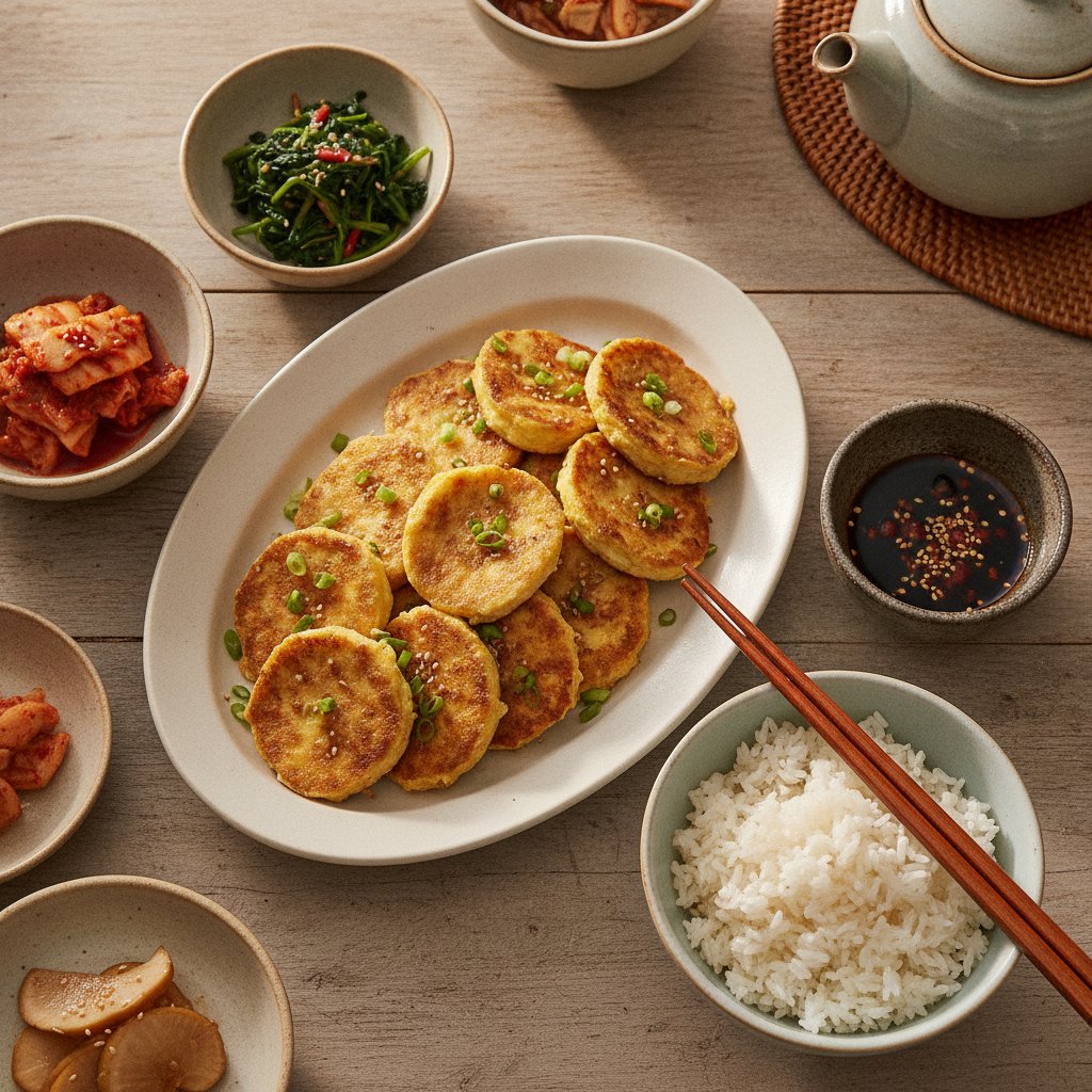 Korean Pan Fried Tofu with Egg (Dubu Jeon)