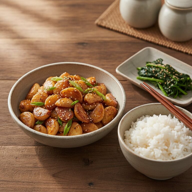 Korean Stir Fried Garlic Side Dish (Maneul Bokkeum)