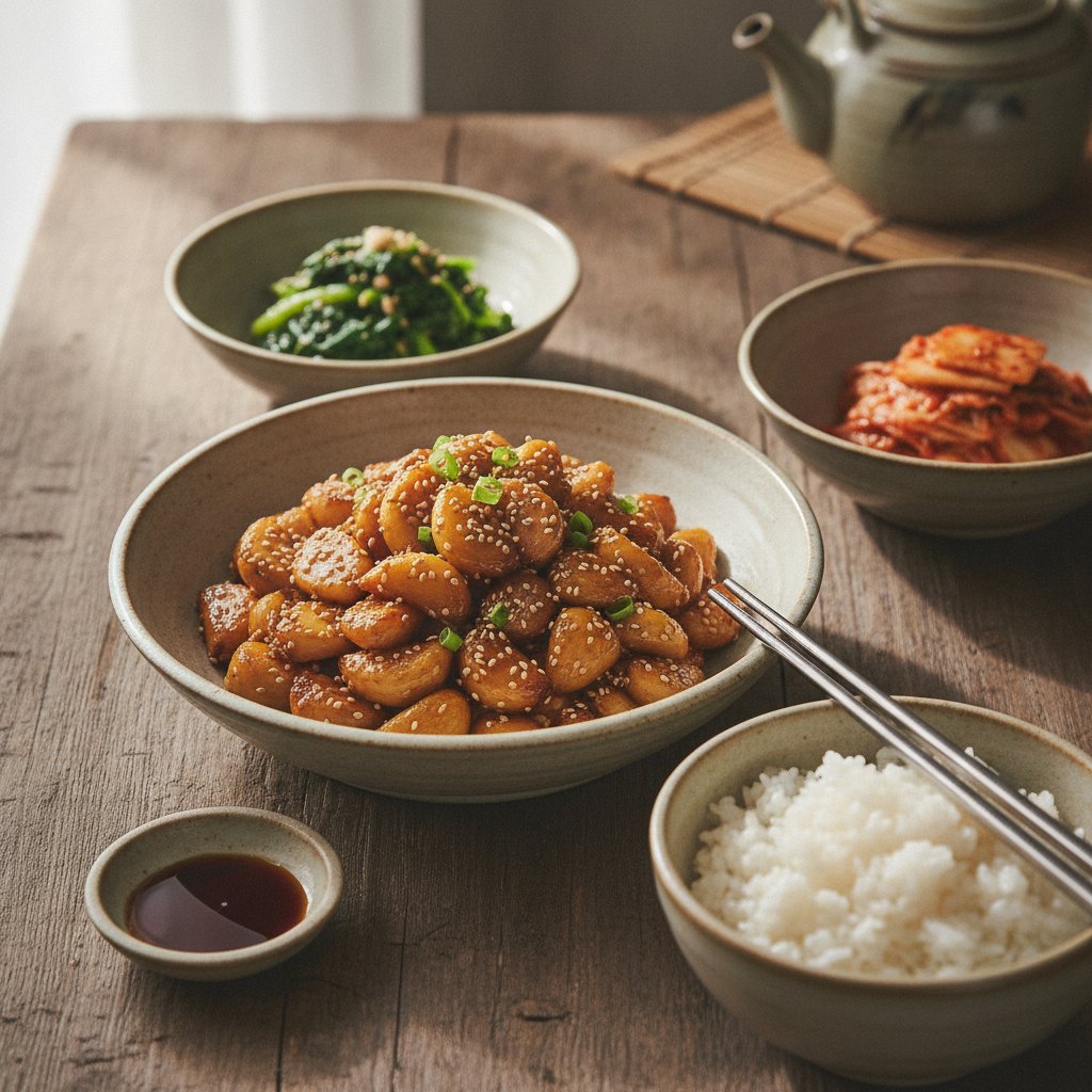Korean Stir Fried Garlic Side Dish (Maneul Bokkeum)