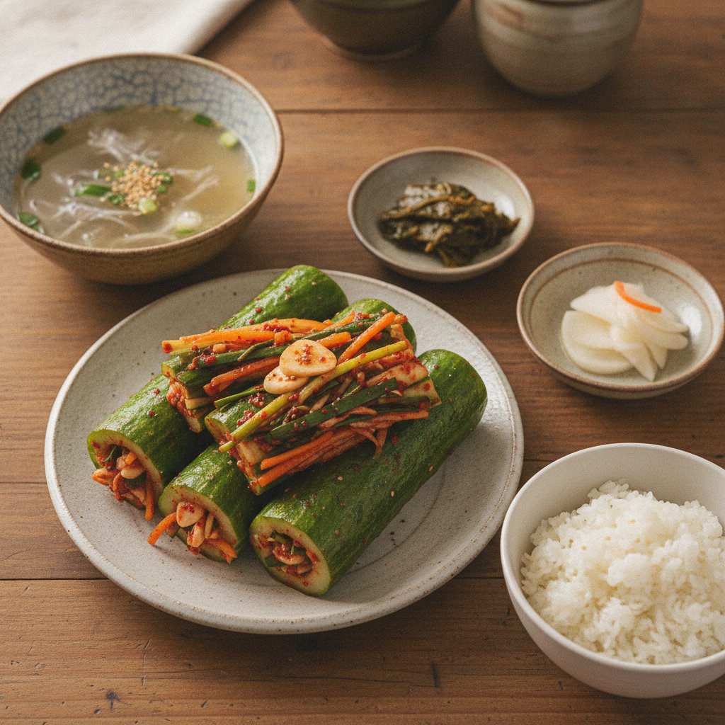 Oi Sobagi Recipe: Crisp Stuffed Cucumber Kimchi