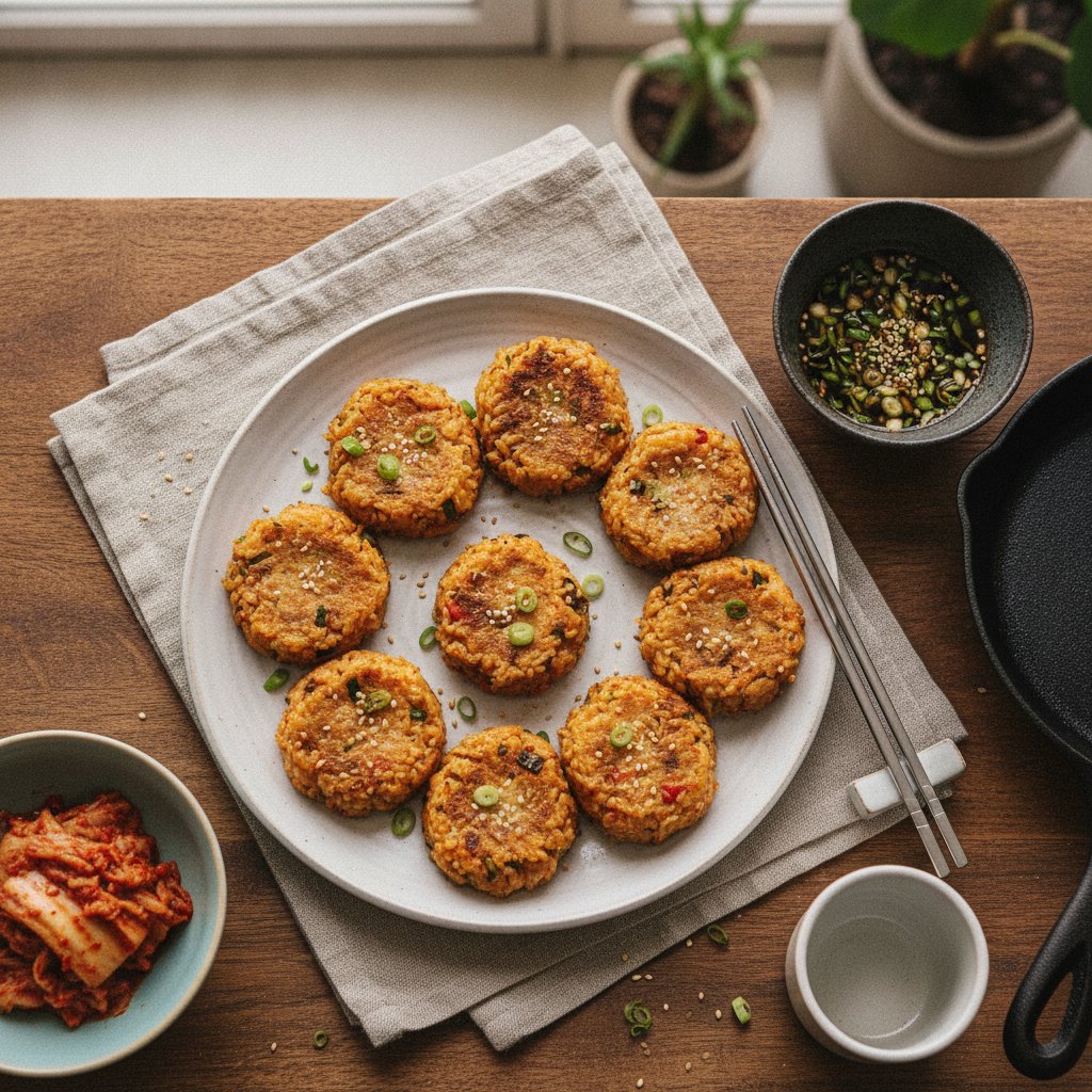Pan-Fried Kimchi Rice Balls (Kimchi Jumokbap)