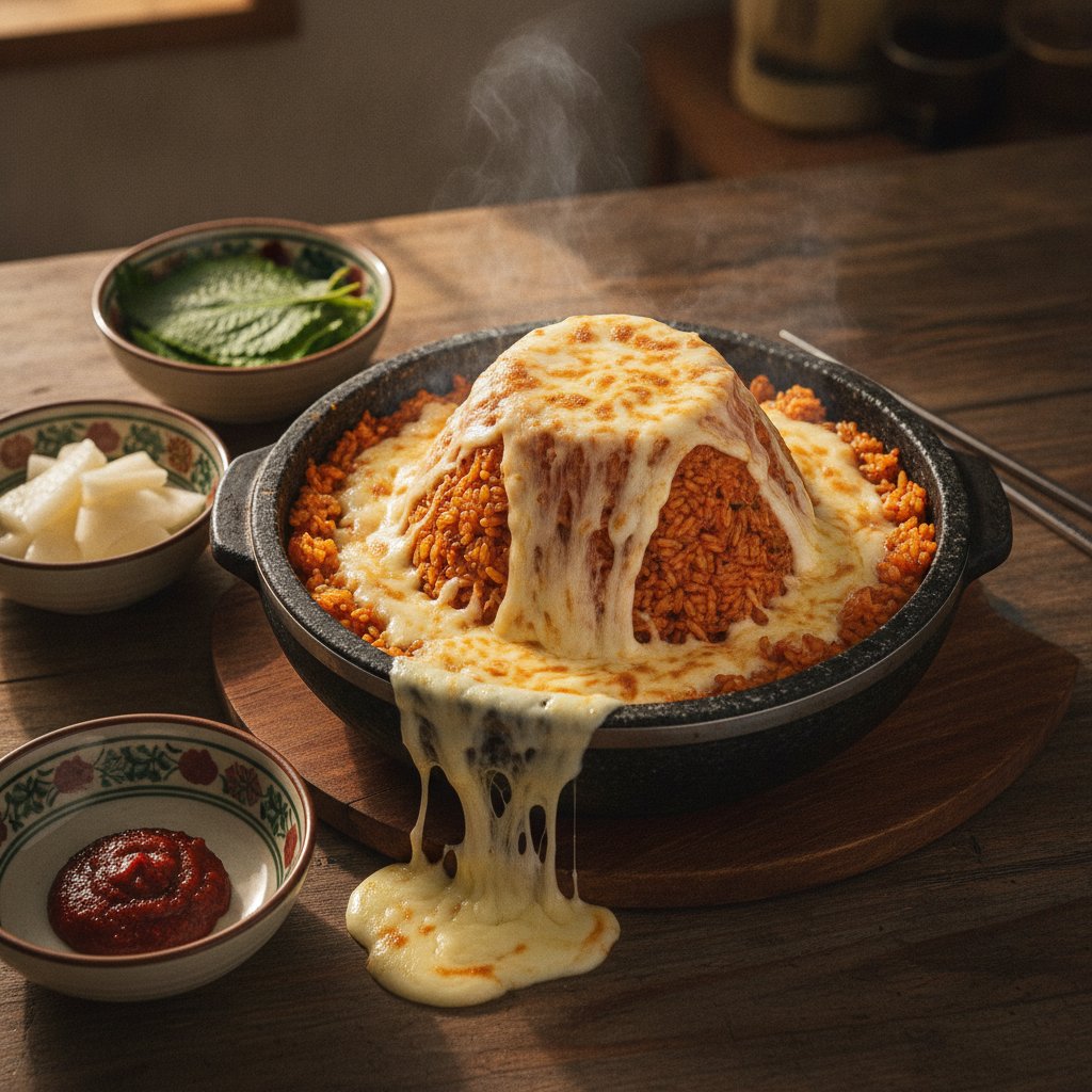 Volcano Cheese Kimchi Fried Rice (Kimchi Bokkeumbap)