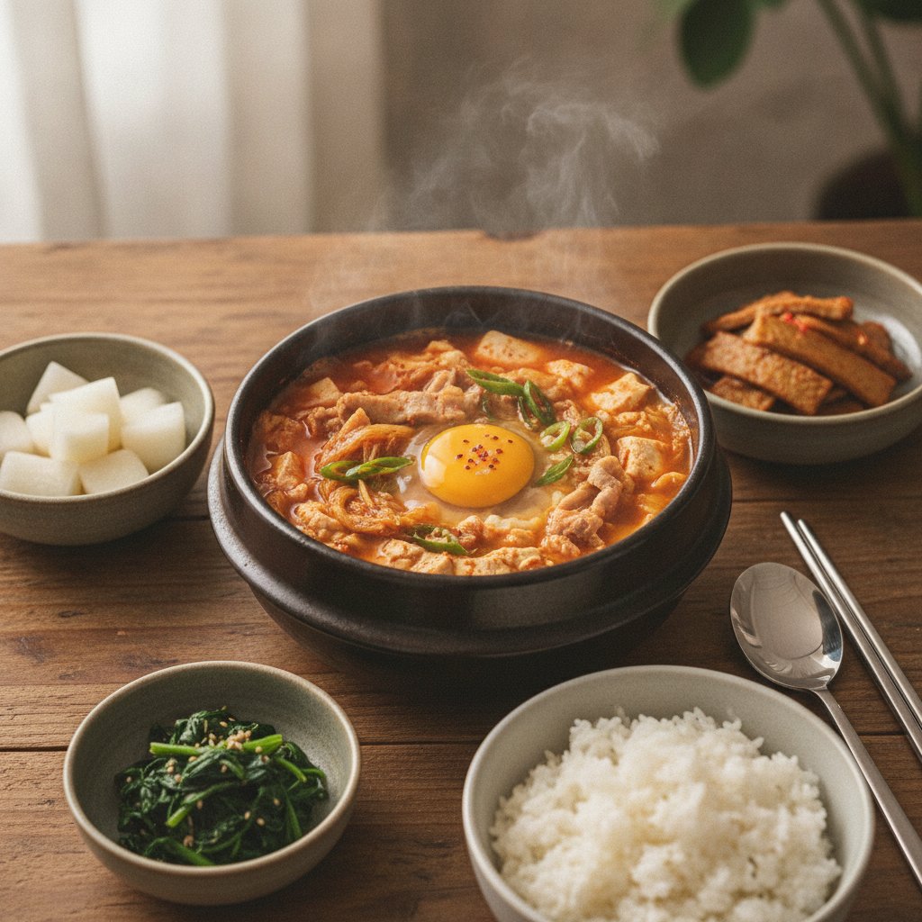 Easy Kimchi Sundubu Jjigae (Spicy Soft Tofu Stew)