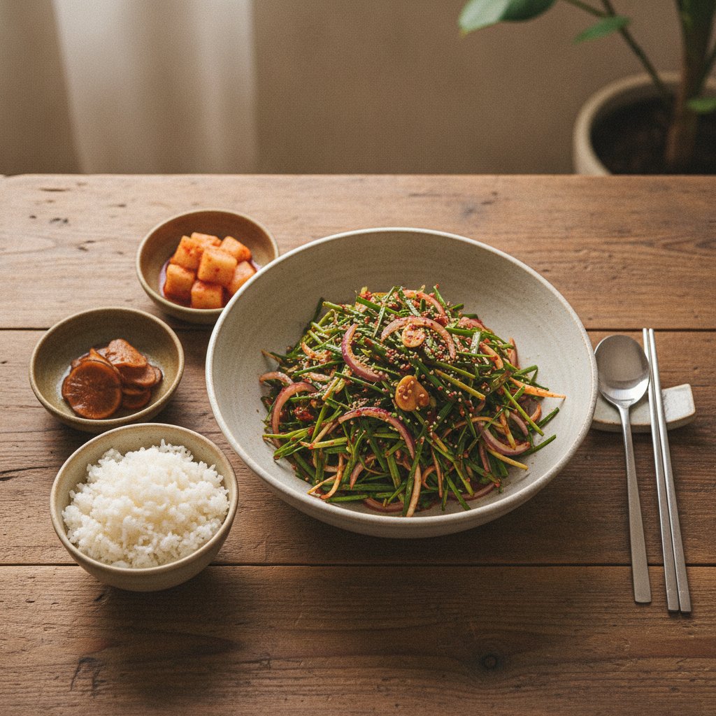 Easy Spicy Korean Garlic Chive Salad (Buchu Muchim)