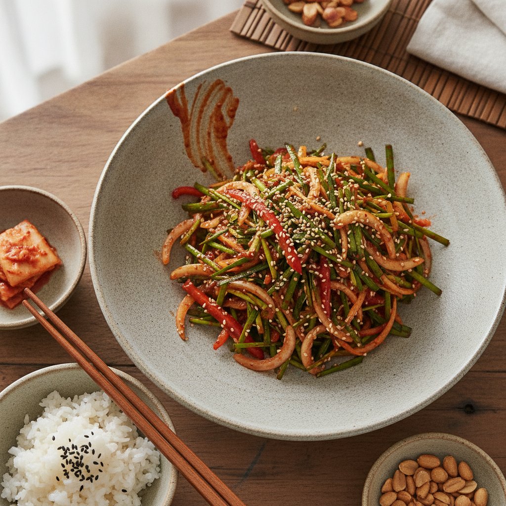 Easy Spicy Korean Garlic Chive Salad (Buchu Muchim)