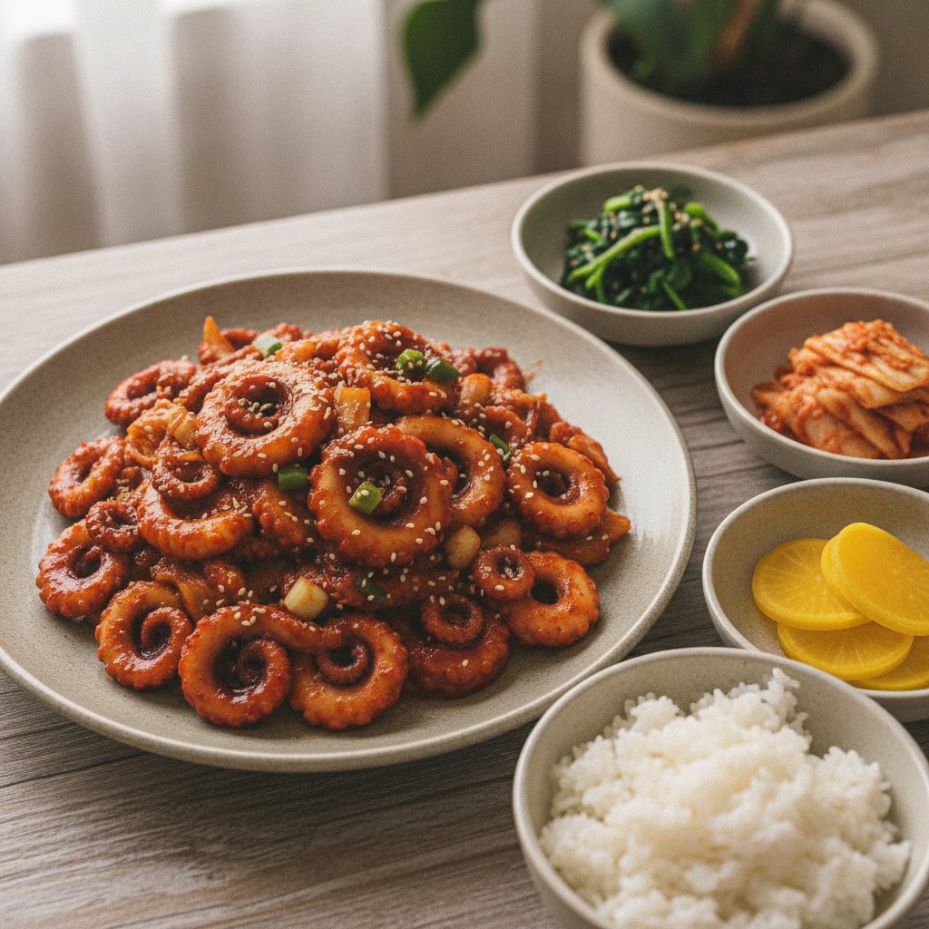 Spicy Korean Stir-Fried Octopus Recipe (Nakji Bokkeum)